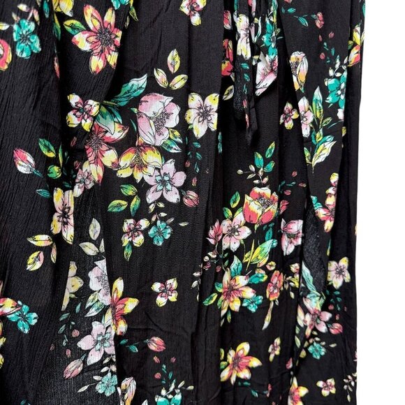 No Boundaries Maxi Skirt Size XL High Slits with Shorts Black Floral NWOT - Picture 9 of 10